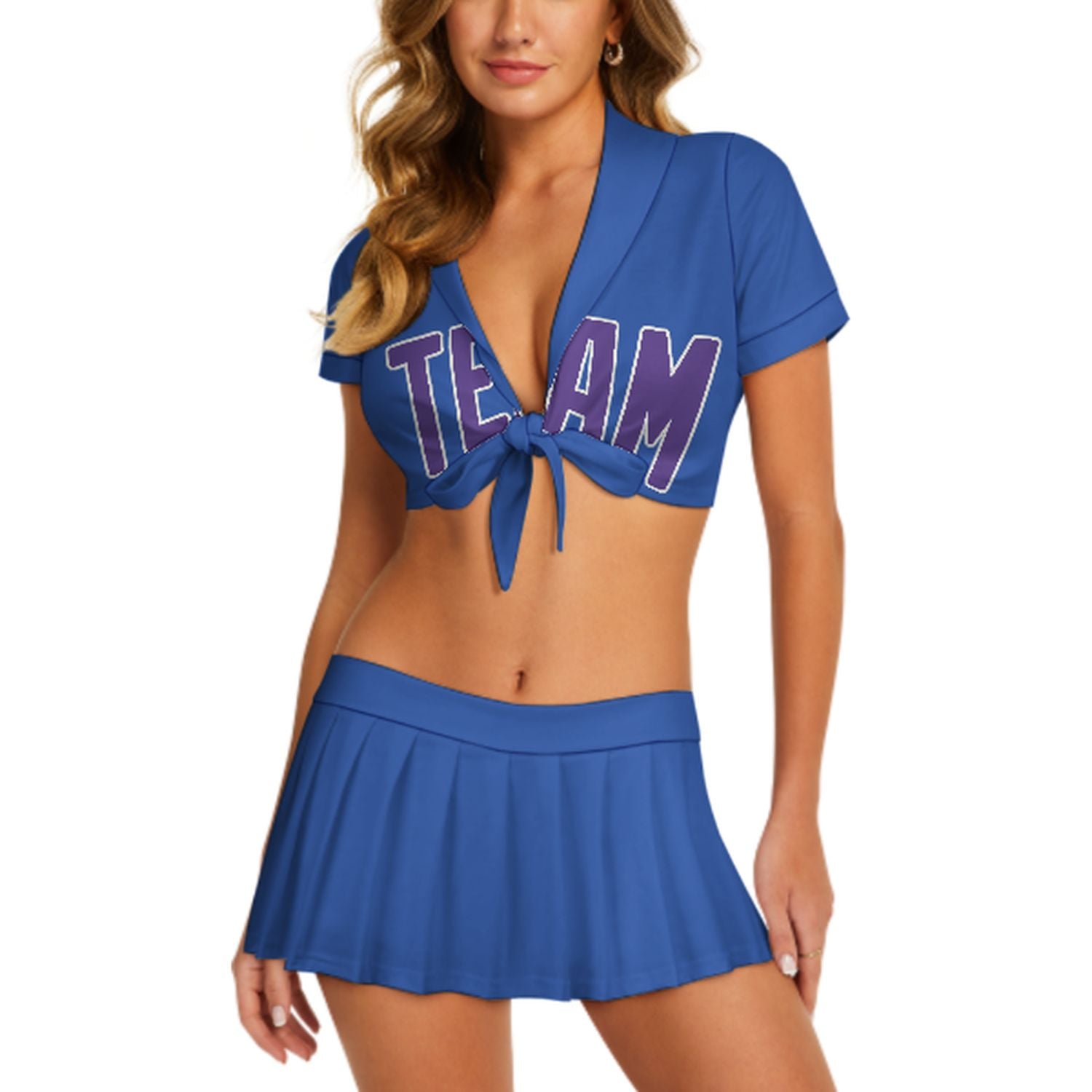 Maßgeschneidertes Himmelblau Lavendel Cheerleader Outfit Set