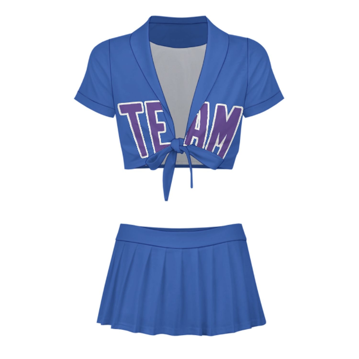 Maßgeschneidertes Himmelblau Lavendel Cheerleader Outfit Set