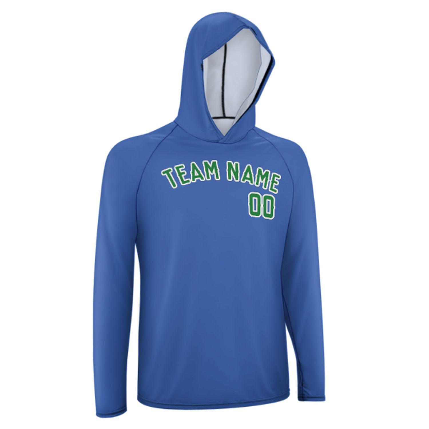 Maßgeschneidertes Himmelblau Smaragdgrün UV-Hoodie