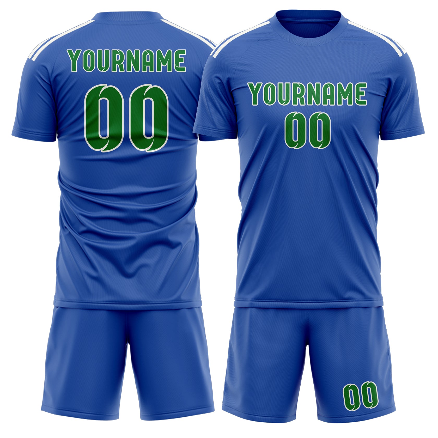 Maßgeschneidertes Professionelles Himmelblau Smaragdgrün Fußballtrikot-Set