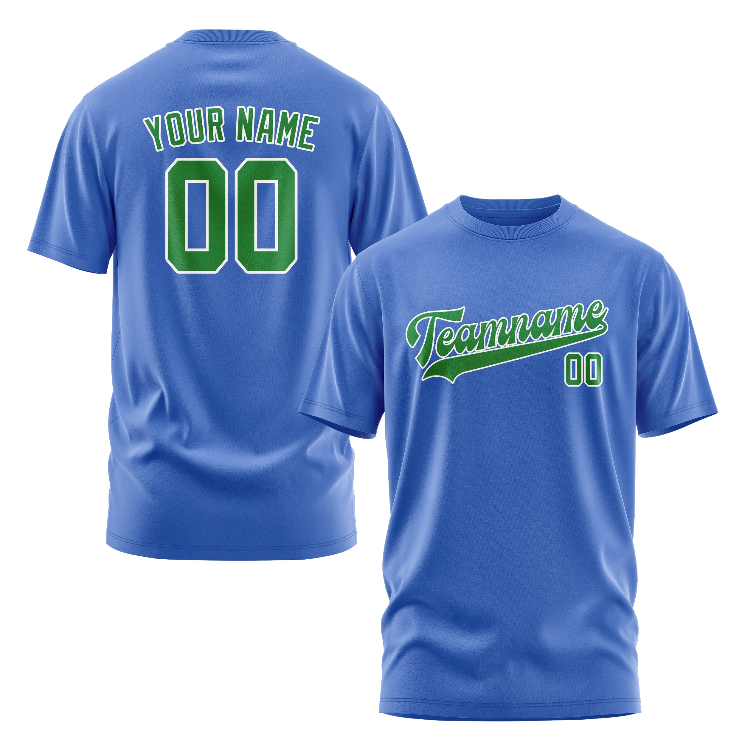 Maßgeschneidertes Himmelblau Smaragdgrün T-Shirt