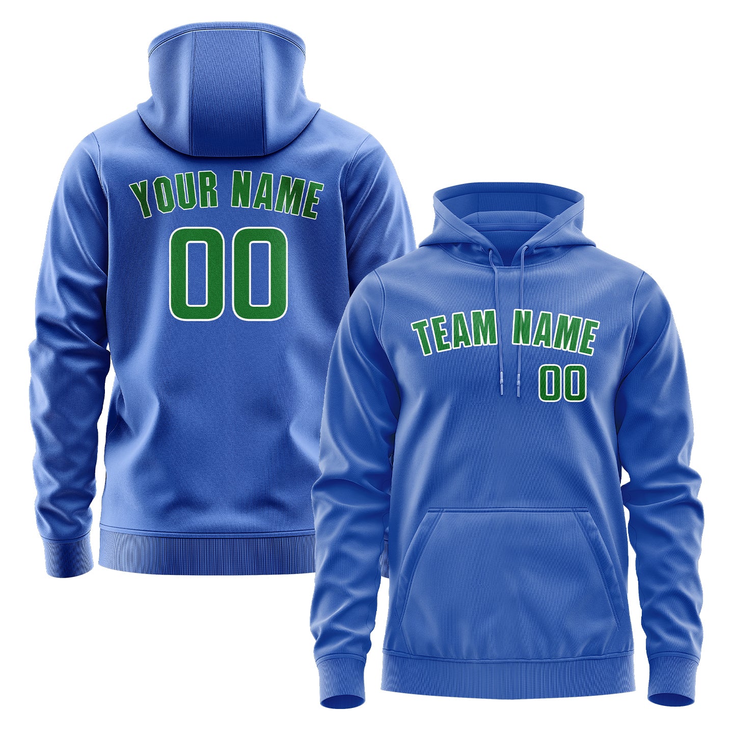 Maßgeschneidertes Himmelblau Smaragdgrün Hoodie