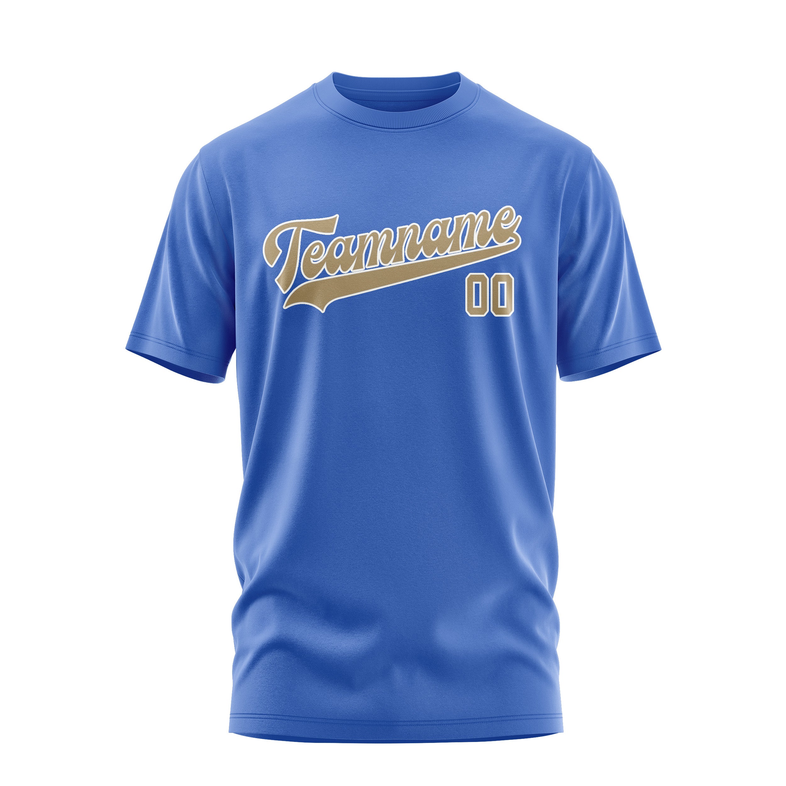 Maßgeschneidertes Himmelblau Hellkhaki T-Shirt