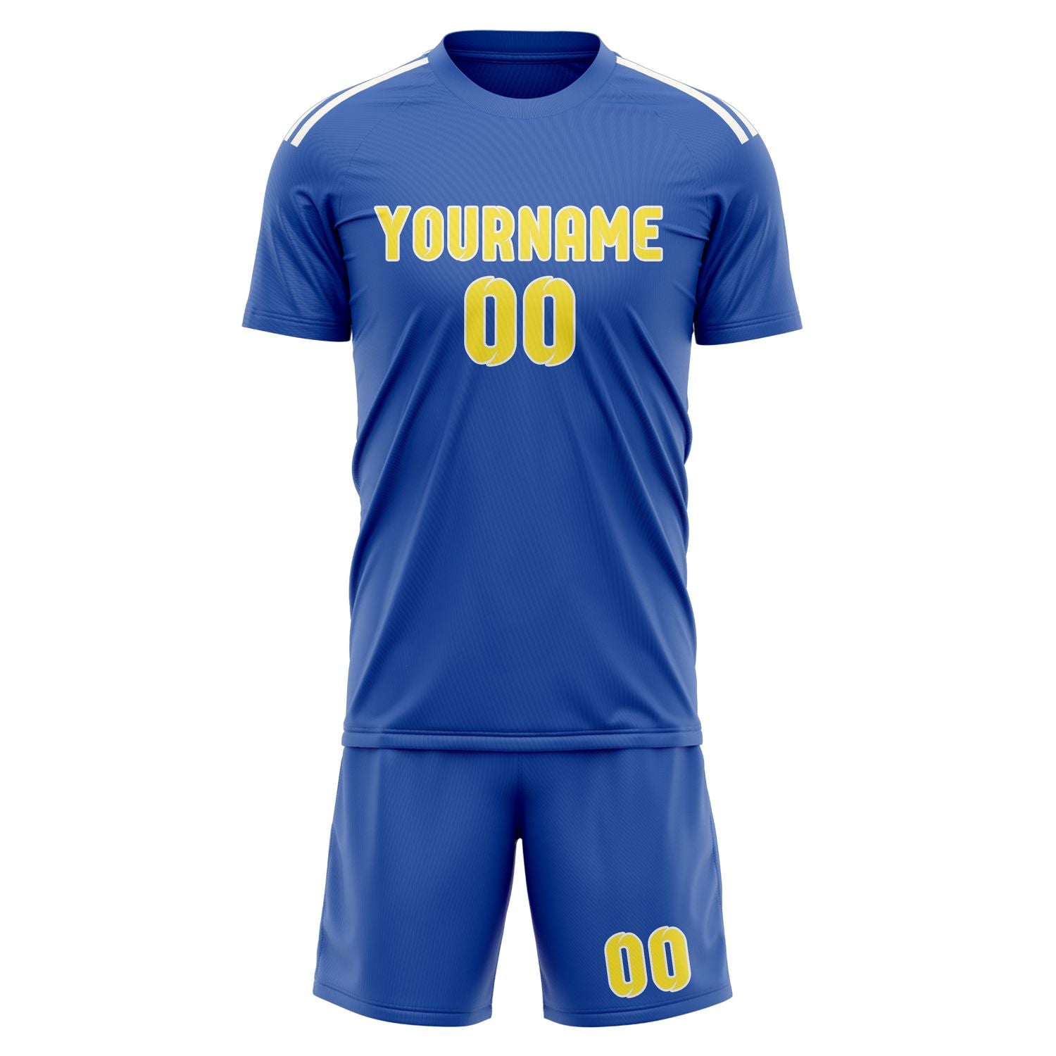 Maßgeschneidertes Professionelles Himmelblau Blassgelb Fußballtrikot-Set