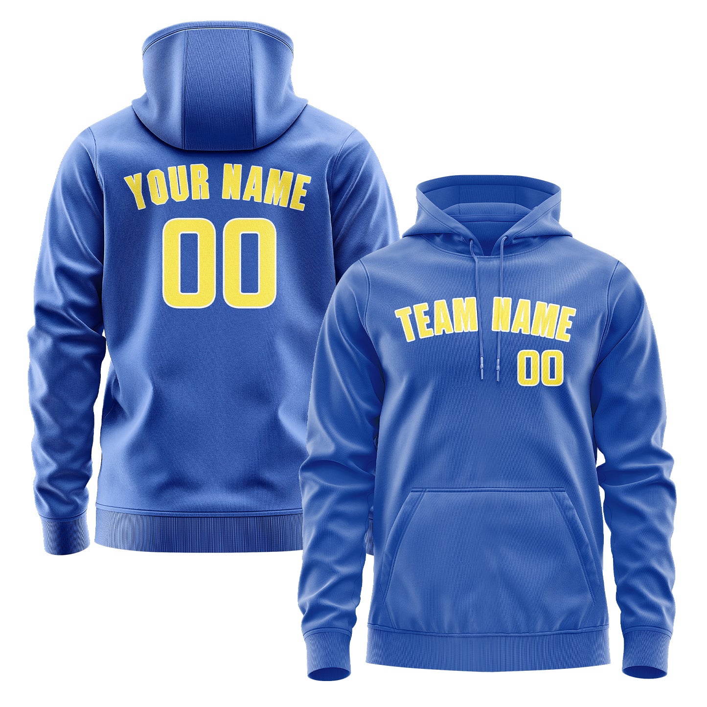 Maßgeschneidertes Himmelblau Blassgelb Hoodie