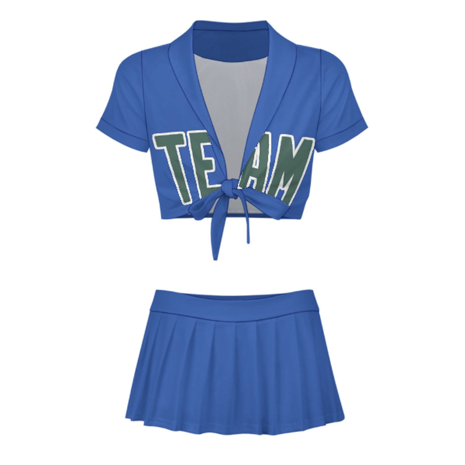 Maßgeschneidertes Himmelblau Blaugrün Cheerleader Outfit Set