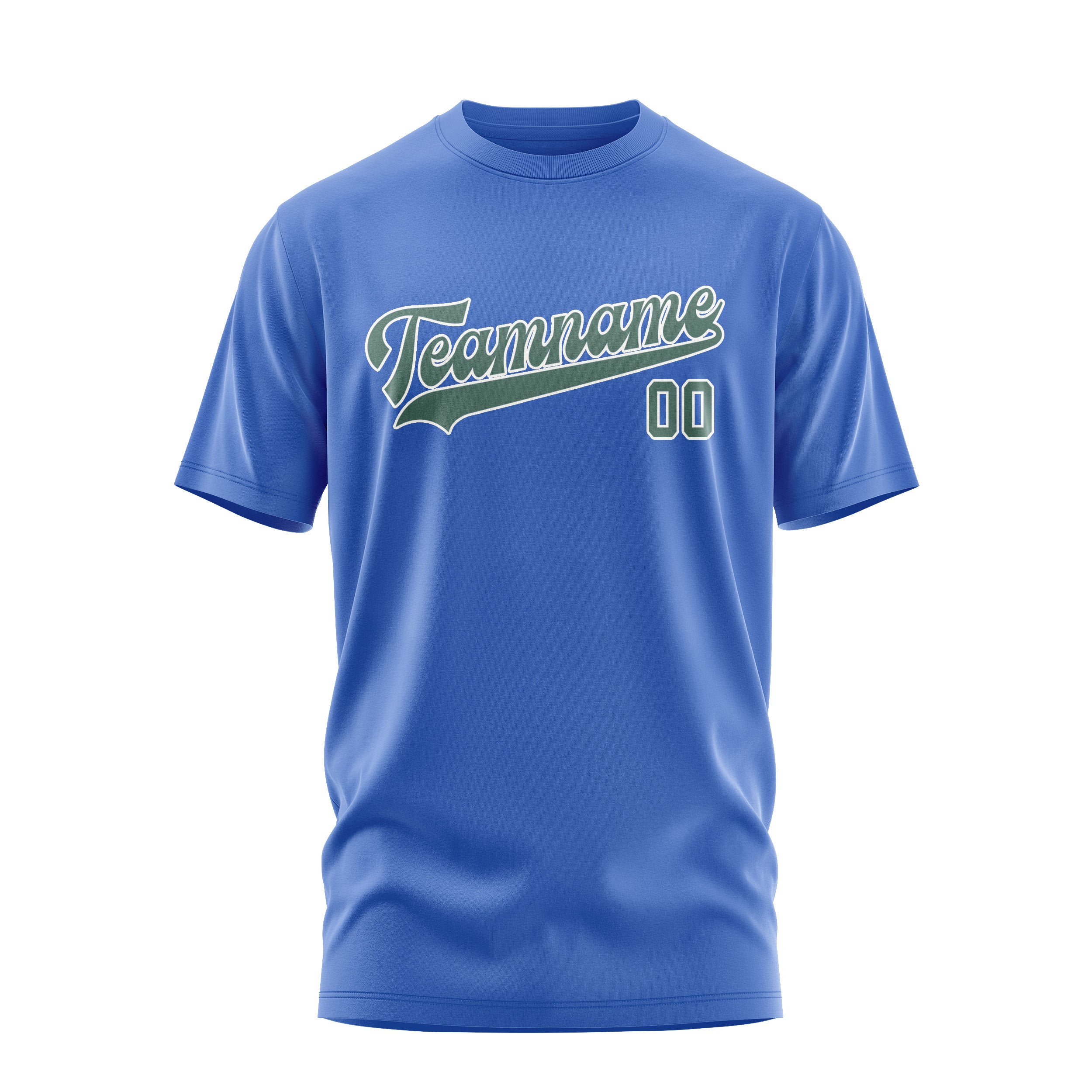 Maßgeschneidertes Himmelblau Blaugrün T-Shirt