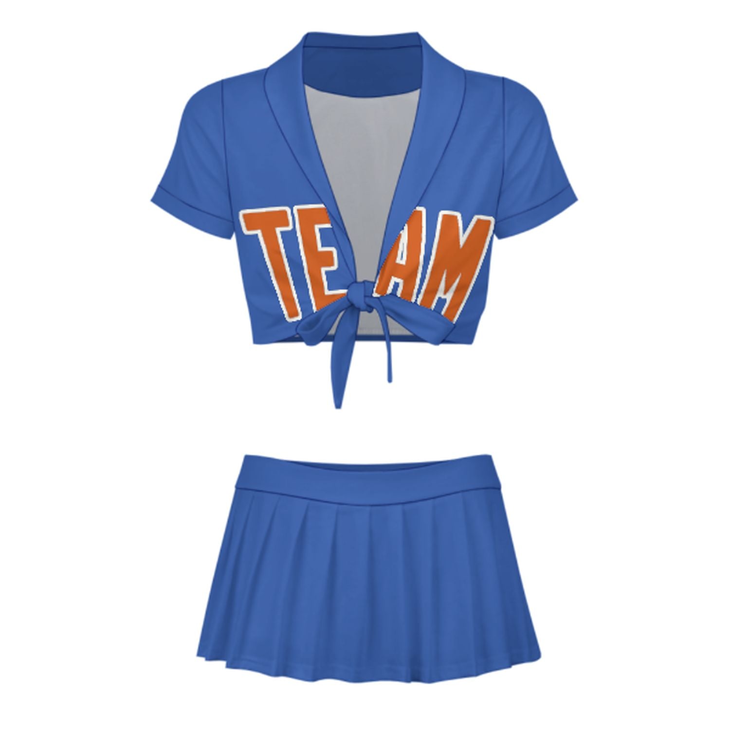 Maßgeschneidertes Himmelblau Orange Cheerleader Outfit Set
