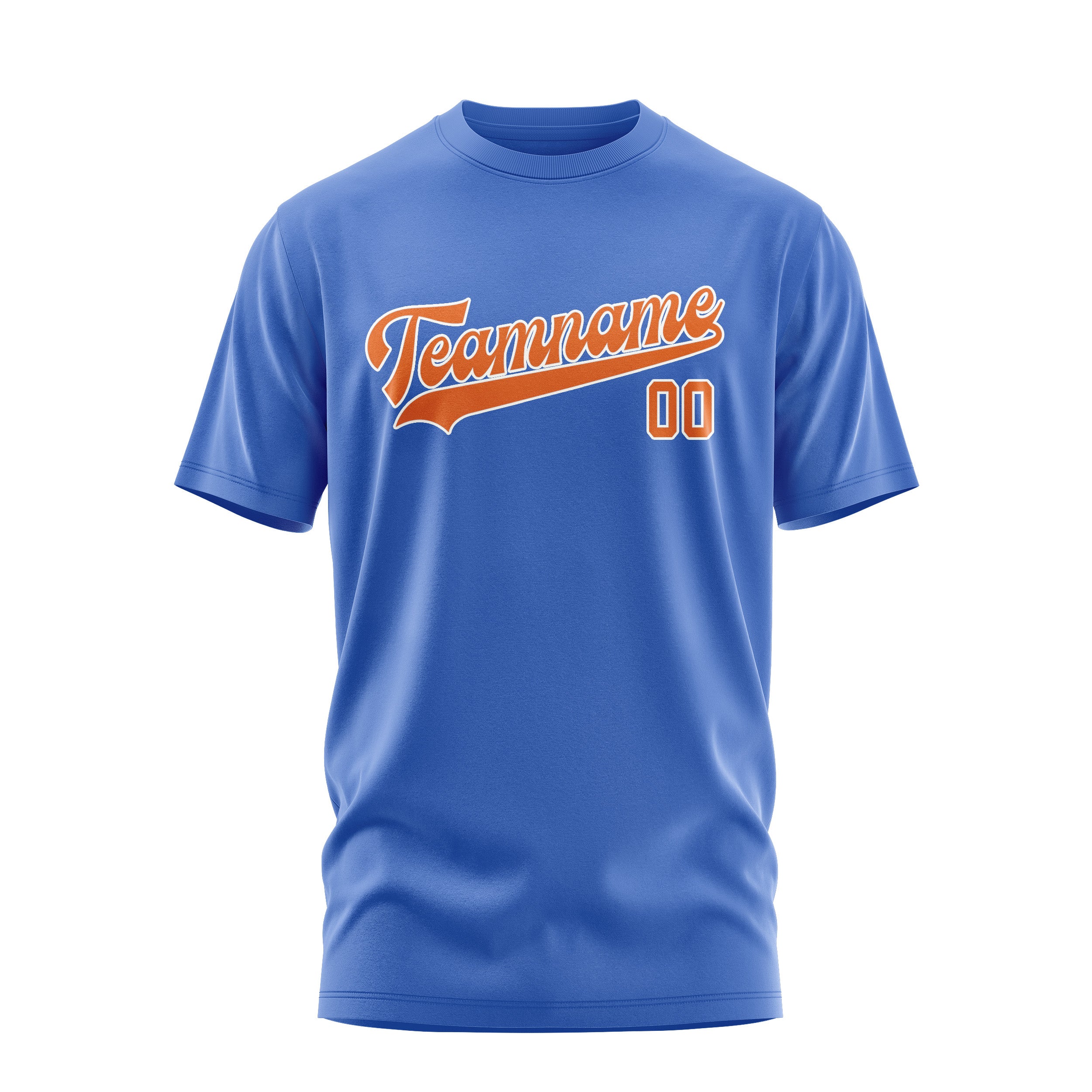 Maßgeschneidertes Himmelblau Orange T-Shirt