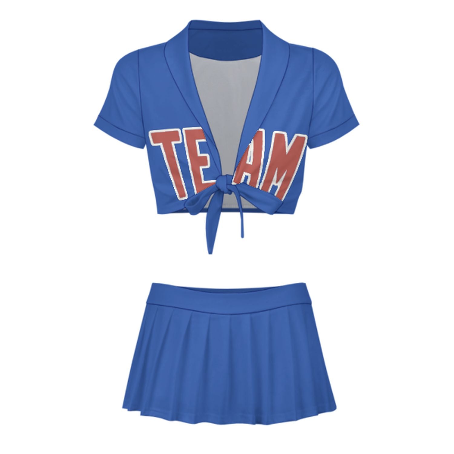 Maßgeschneidertes Himmelblau Kupferrose Cheerleader Outfit Set
