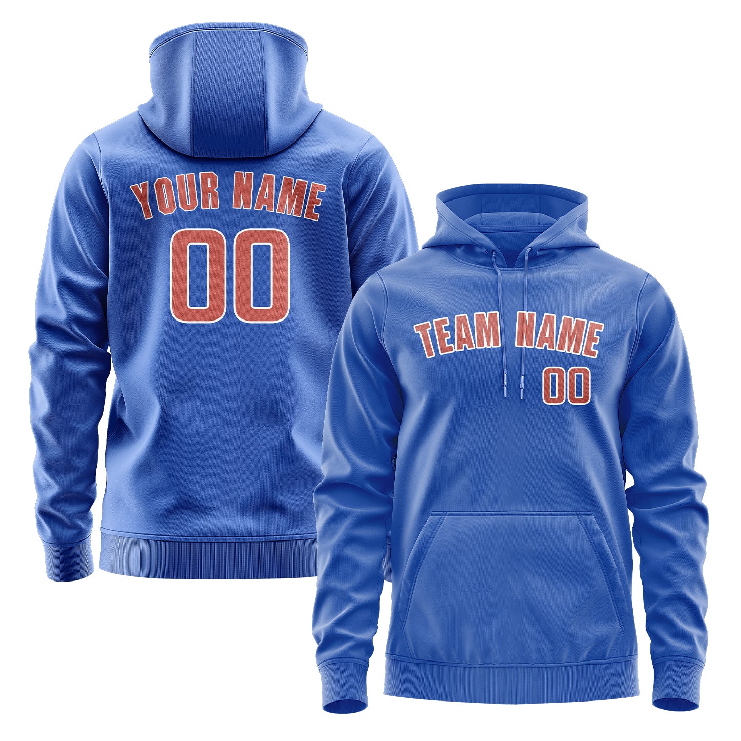 Maßgeschneidertes Himmelblau Kupferrose Hoodie