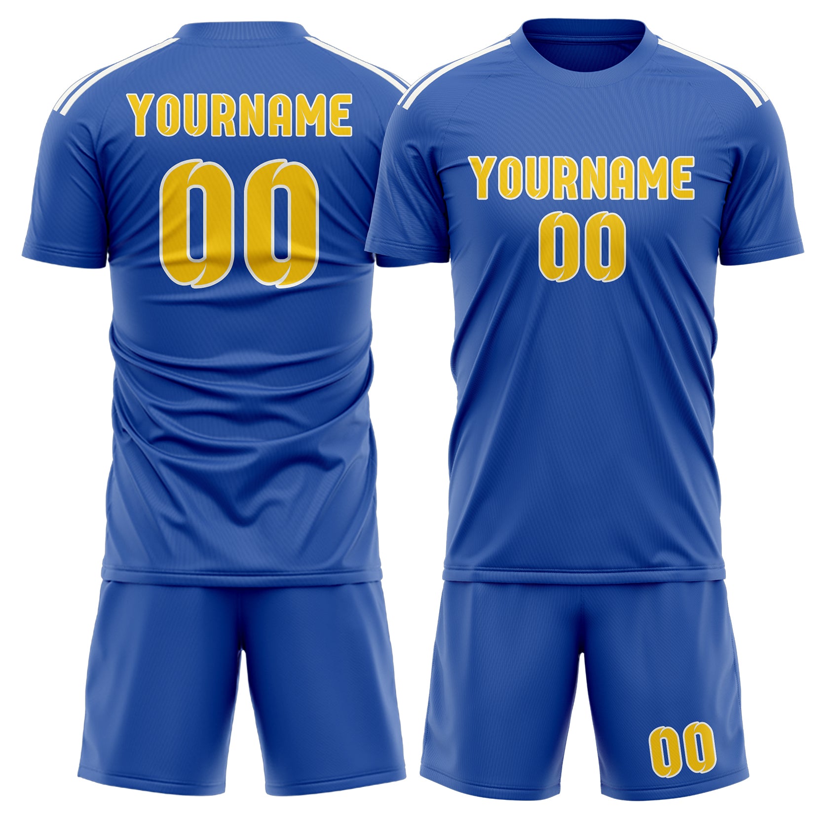 Maßgeschneidertes Professionelles Himmelblau Gold Fußballtrikot-Set