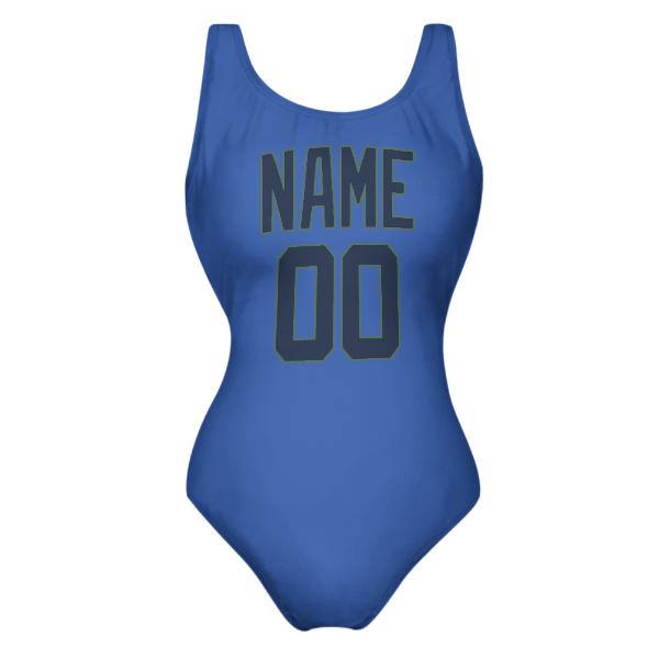 Maßgeschneidertes Himmelblau Marineblau Badeanzug