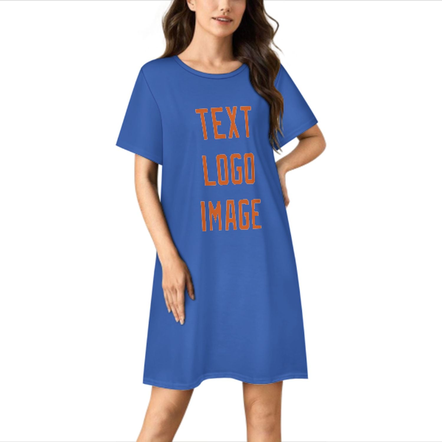 Maßgeschneidertes Himmelblau Orange Nachthemd