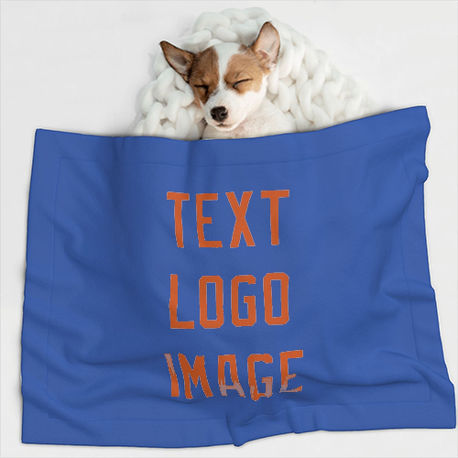 Coperta personalizzata per animali domestici color azzurro cielo e arancione