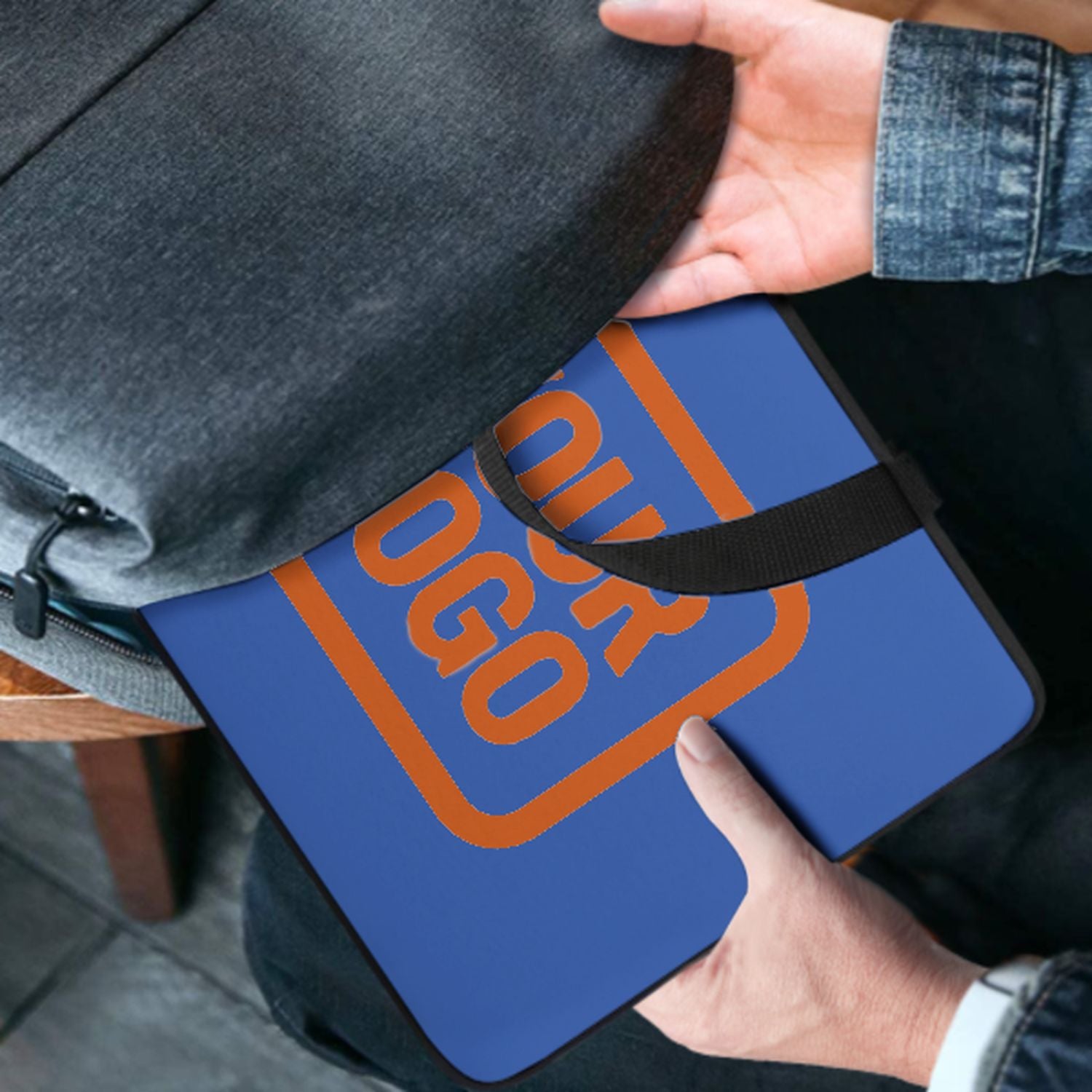 Maßgeschneidertes Himmelblau Orange Laptop Tasche