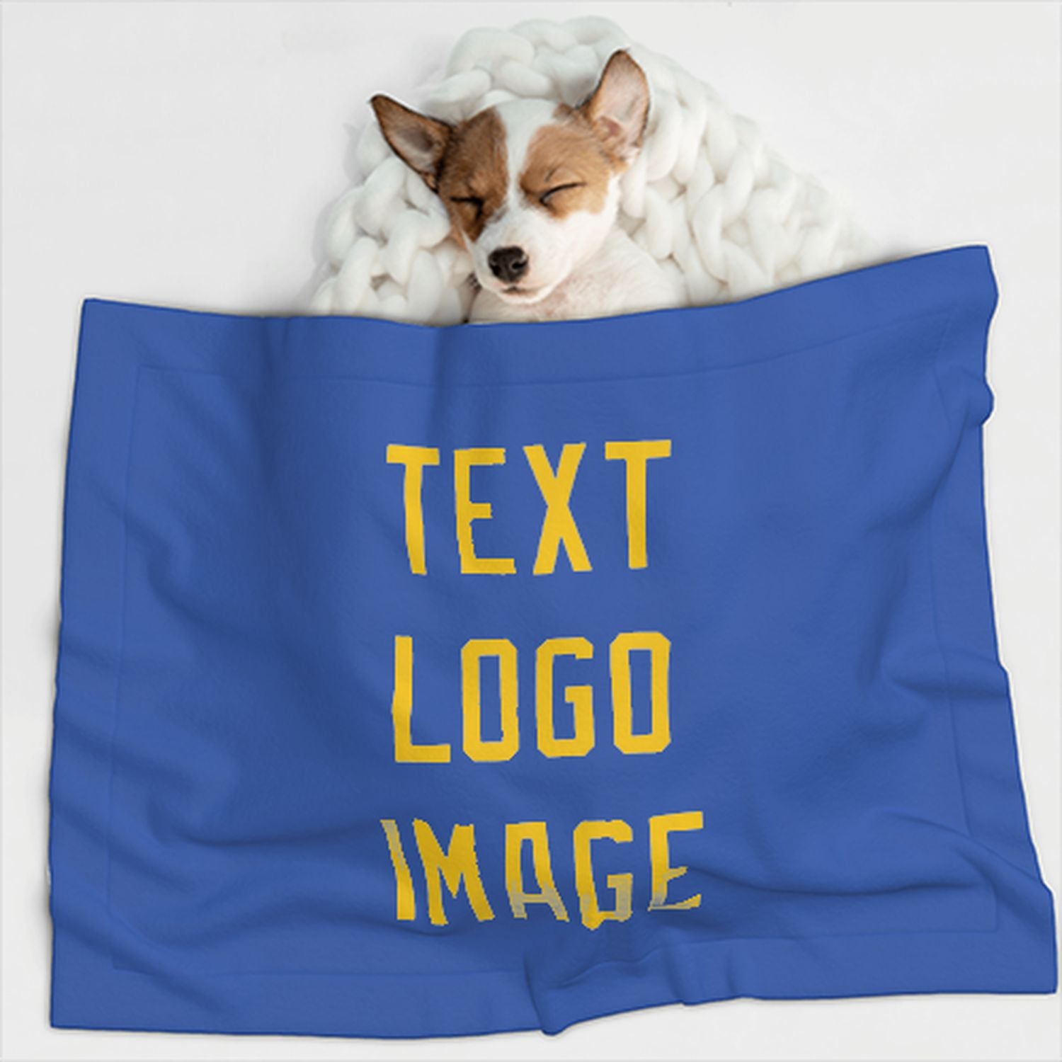 Coperta personalizzata per animali domestici color azzurro cielo e oro