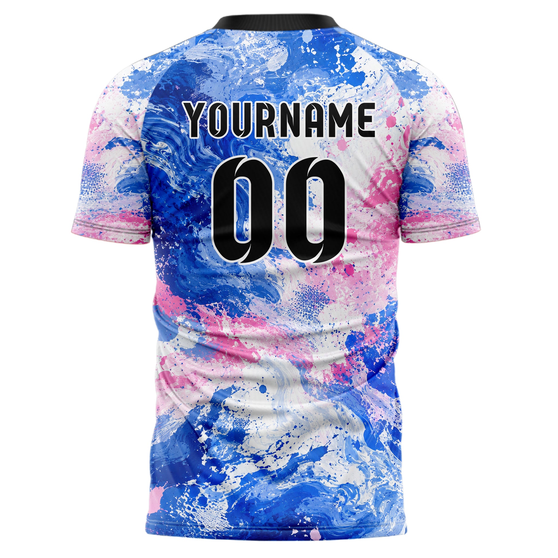 Royalblau klassisches Pinselstrich Two Zone Brush Collage Design 09-0003 individuelles Fußballtrikot back