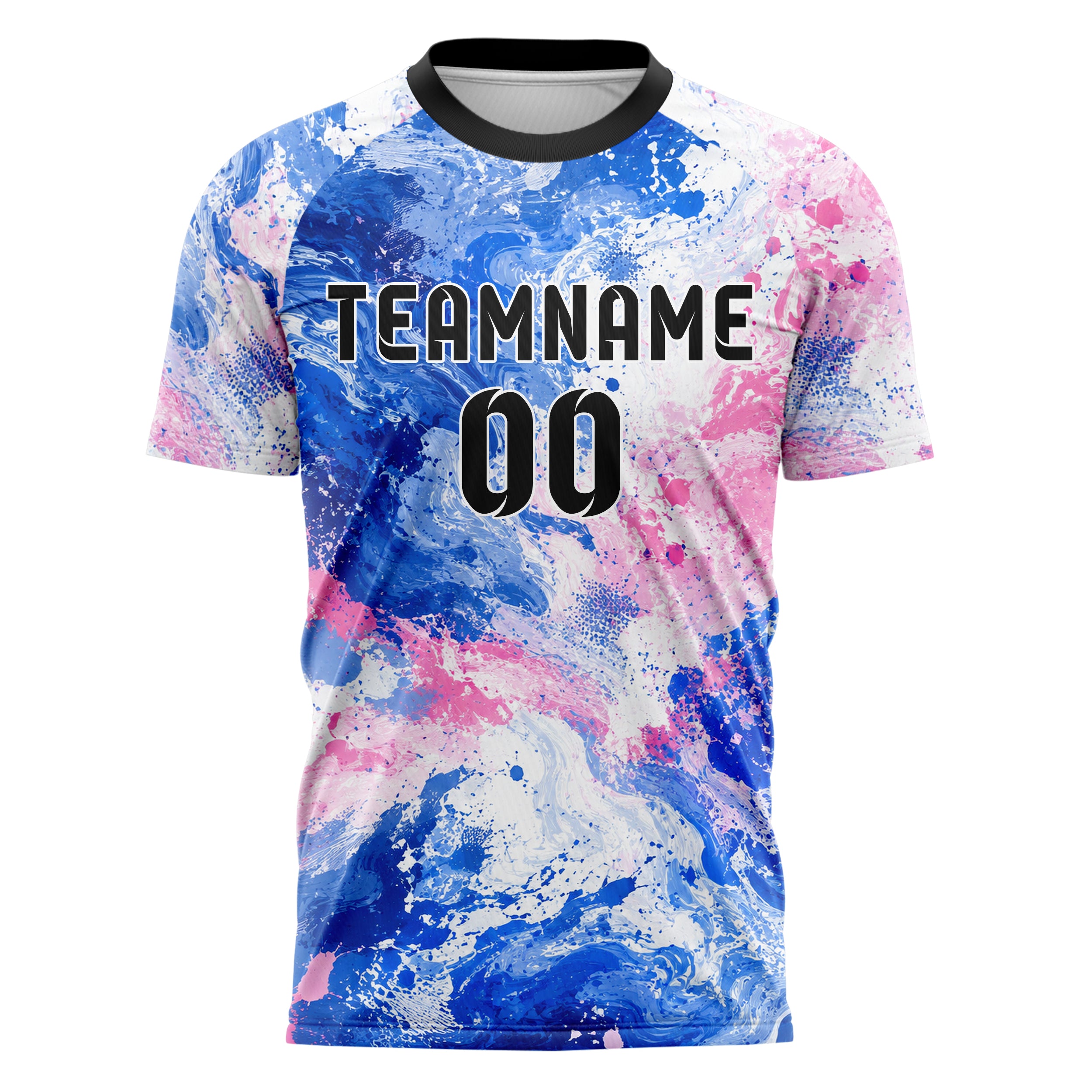 Royalblau klassisches Pinselstrich Two Zone Brush Collage Design 09-0003 individuelles Fußballtrikot front