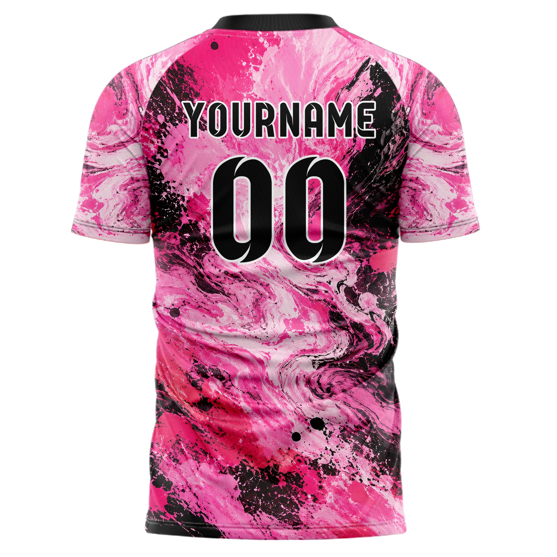 Hot Pink lebendiges Pinselstrich Marble Brush Hybrid Design 09-0010 individuelles Fußballtrikot back