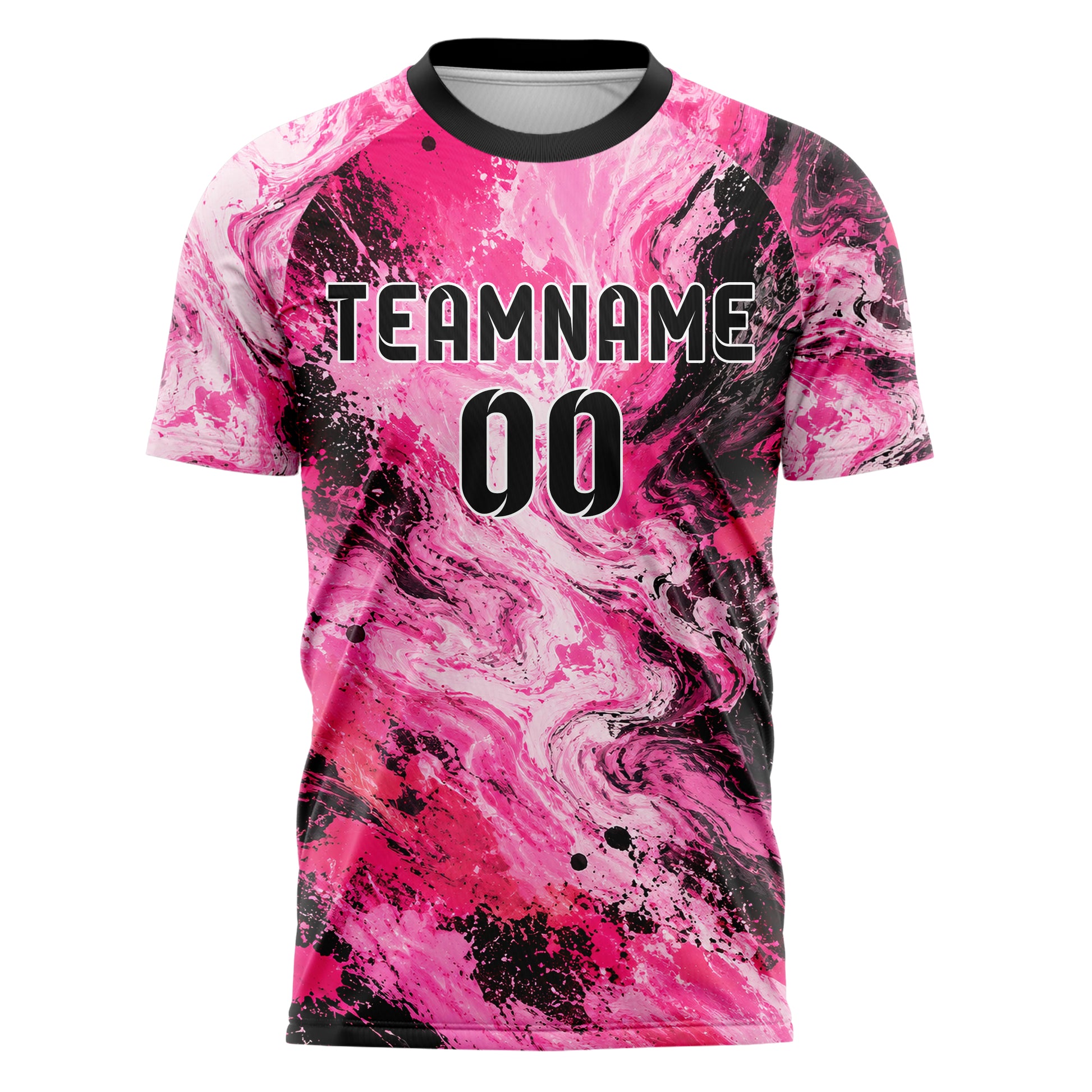 Hot Pink lebendiges Pinselstrich Marble Brush Hybrid Design 09-0010 individuelles Fußballtrikot front