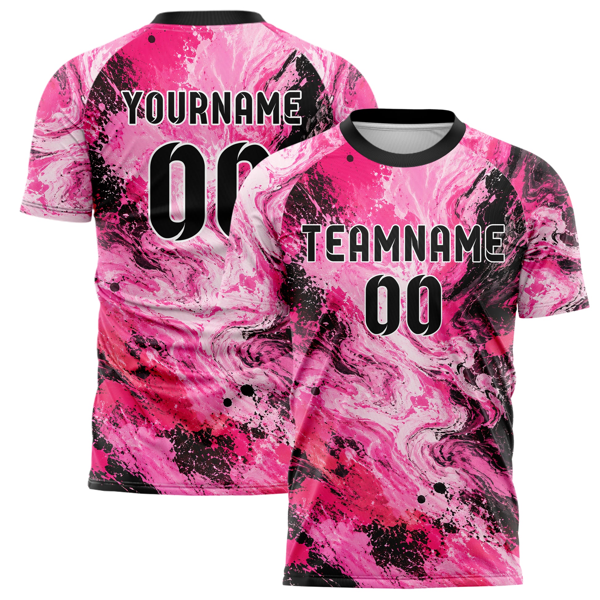 Hot Pink lebendiges Pinselstrich Marble Brush Hybrid Design 09-0010 individuelles Fußballtrikot main