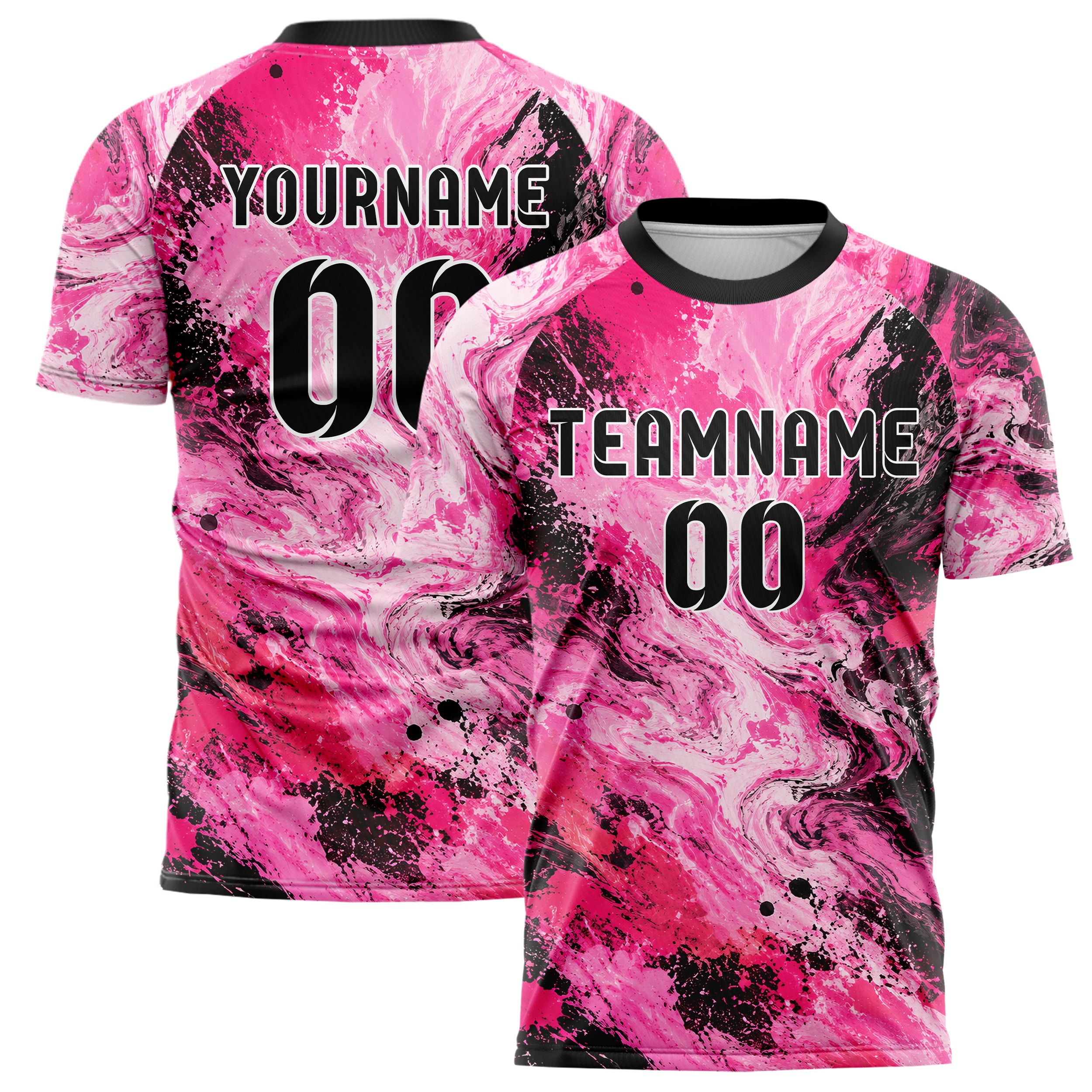 Hot Pink lebendiges Pinselstrich Marble Brush Hybrid Design 09-0010 individuelles Fußballtrikot main
