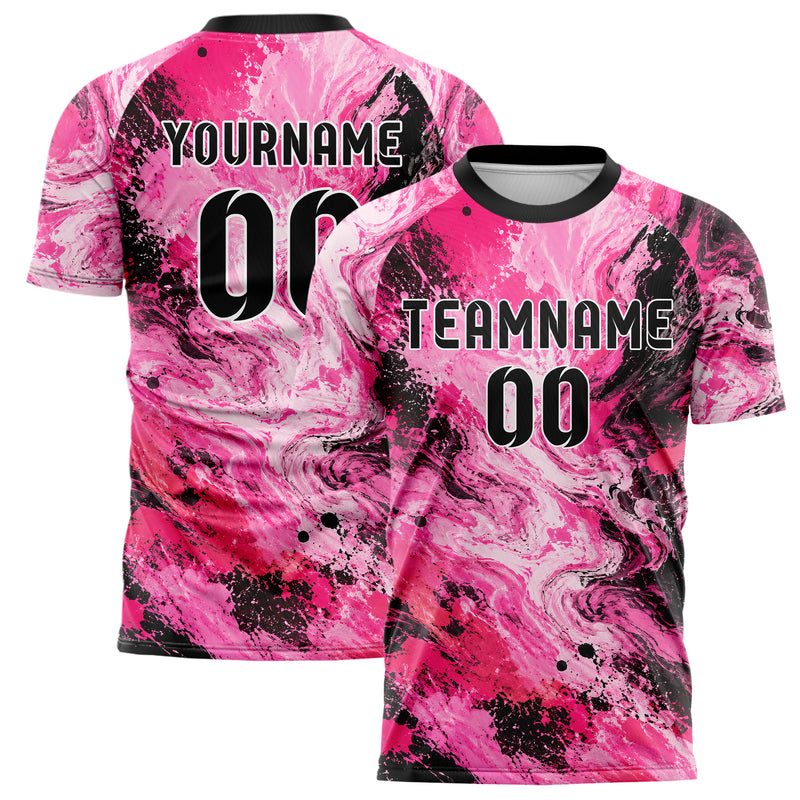 Hot Pink lebendiges Pinselstrich Marble Brush Hybrid Design 09-0010 individuelles Fußballtrikot main