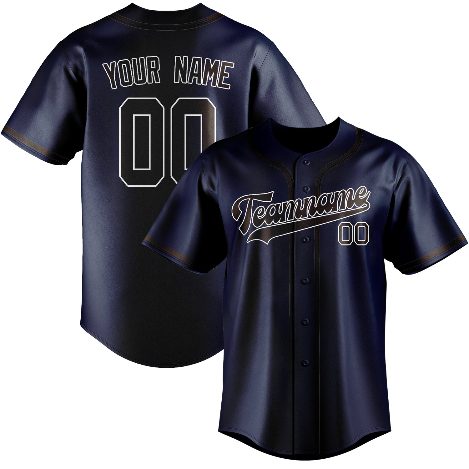 Benutzerdefiniertes Professionelles Marineblau Braun Baseballtrikot