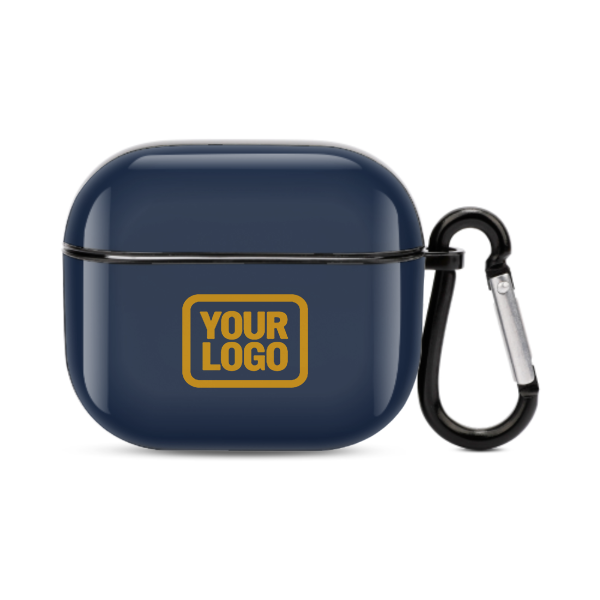 Maßgeschneidertes Marineblau Gelb AirPods-Hülle (3. Generation)