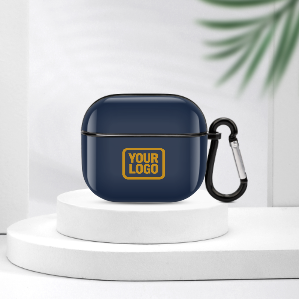 Maßgeschneidertes Marineblau Gelb AirPods-Hülle (3. Generation)