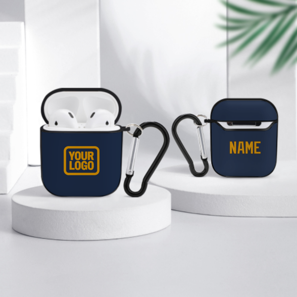Maßgeschneidertes Marineblau Gelb AirPods-Hülle
