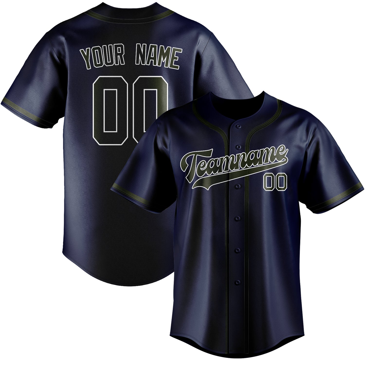 Benutzerdefiniertes Professionelles Marineblau Dunkles Oliv Baseballtrikot