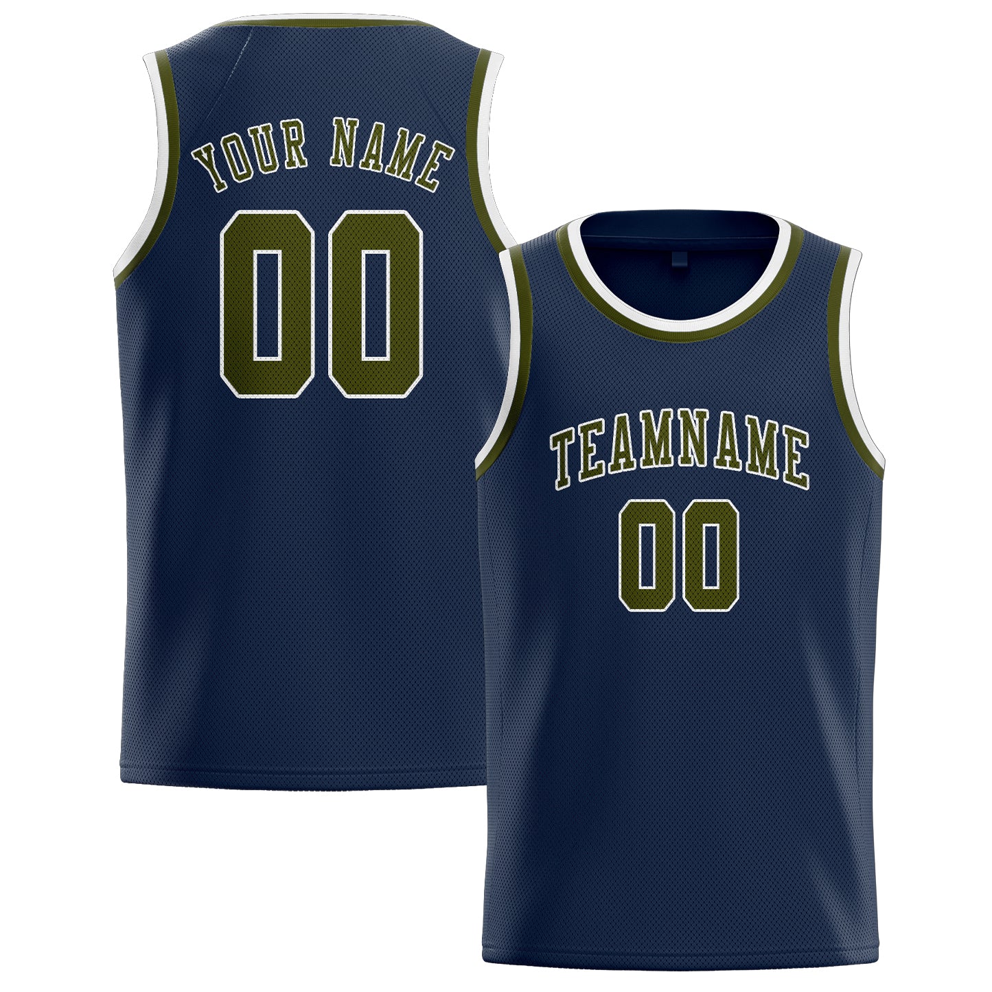 Benutzerdefiniertes Professionelles Marineblau Dunkles Oliv Basketballtrikot