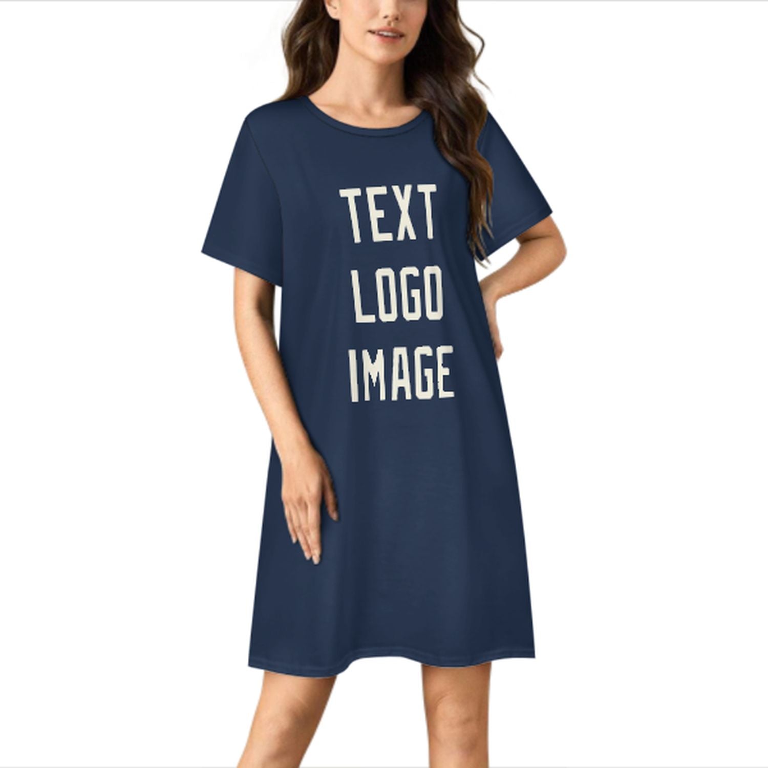 Maßgeschneidertes Marineblau Beige Nachthemd