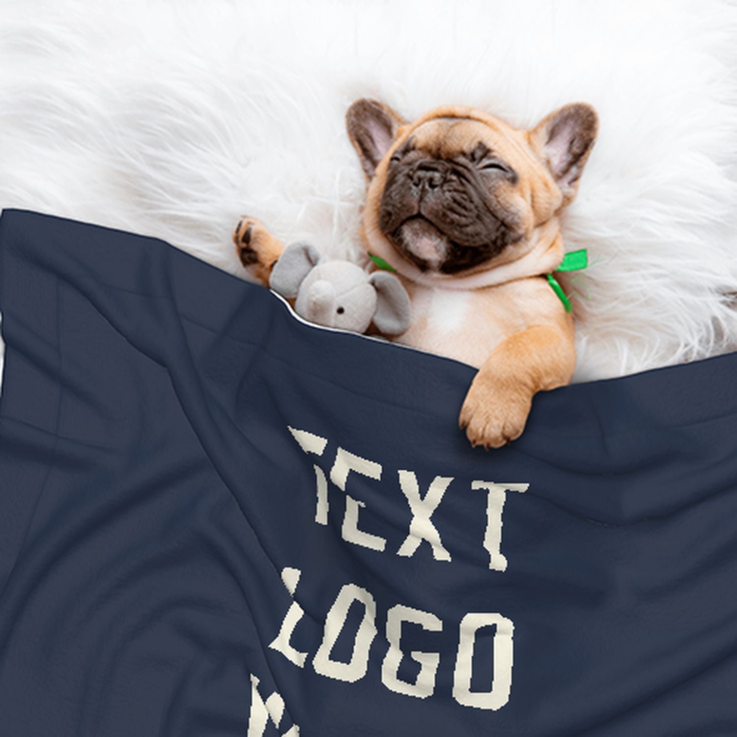 Coperta personalizzata per animali domestici blu navy e beige