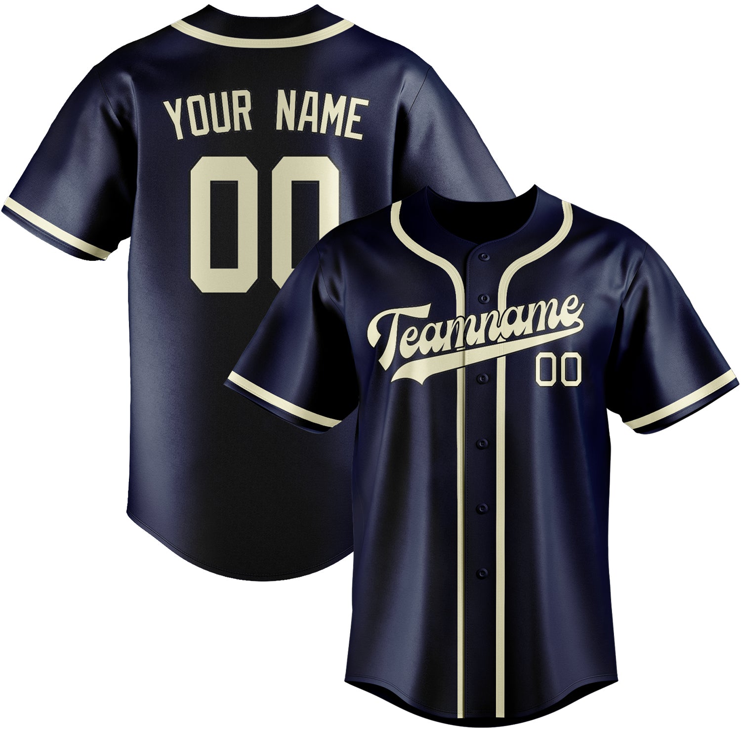 Benutzerdefiniertes Professionelles Marineblau Beige Baseballtrikot