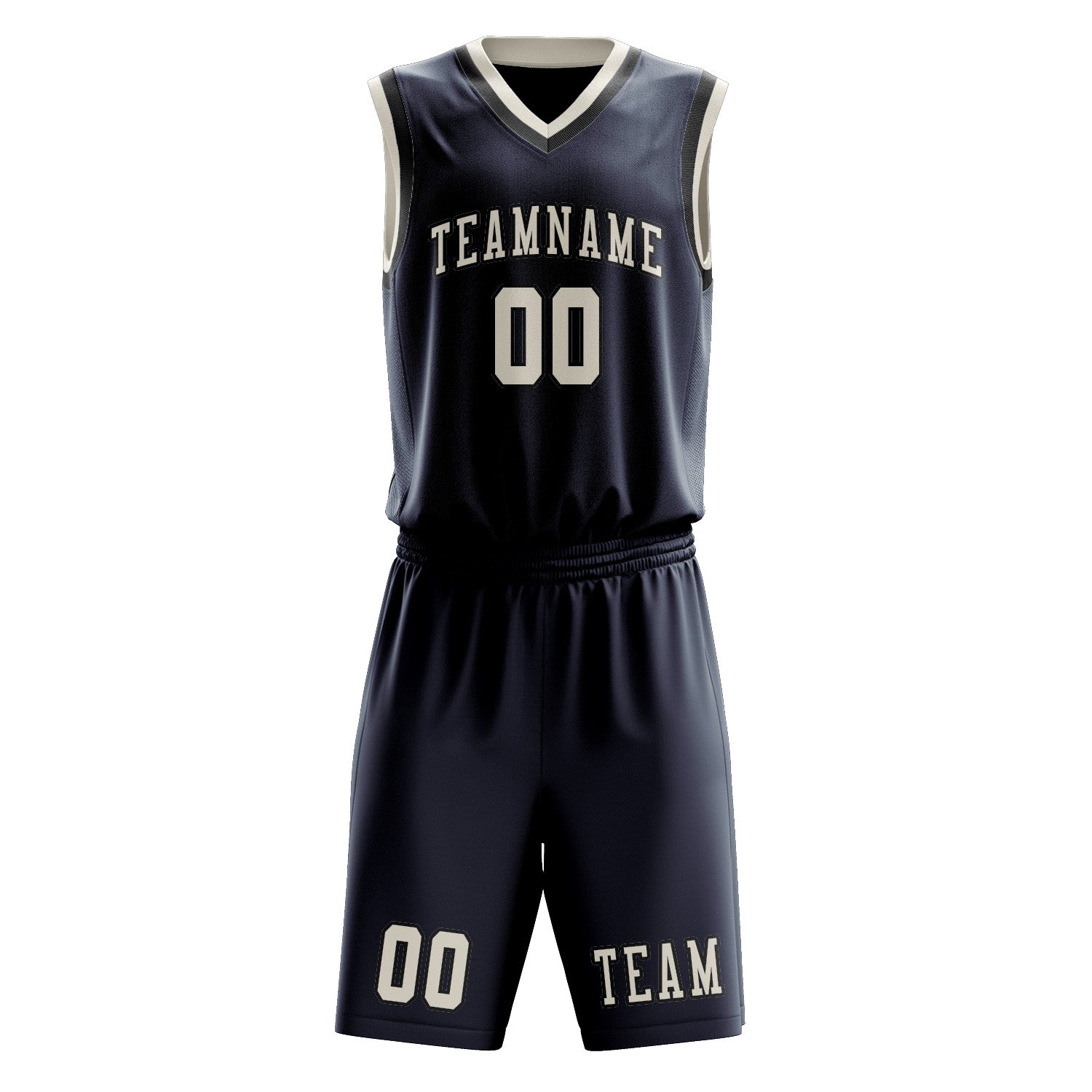 Benutzerdefiniertes Professionelles Marineblau Beige Basketballtrikot-Set