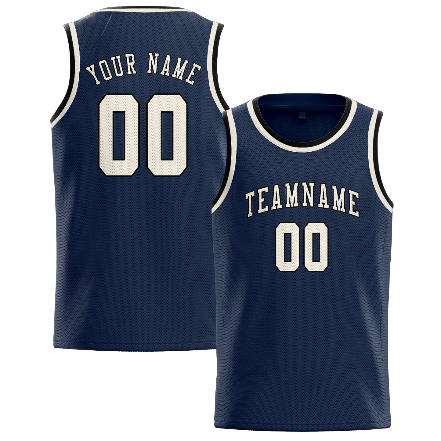 Benutzerdefiniertes Professionelles Marineblau Beige Basketballtrikot