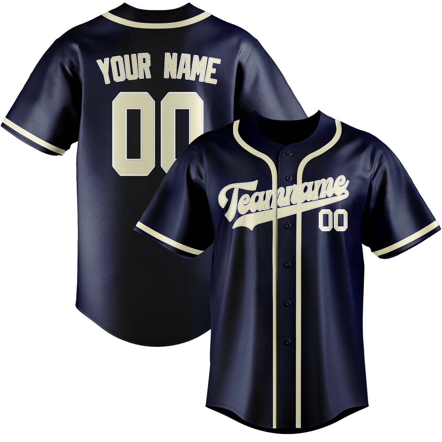 Benutzerdefiniertes Professionelles Marineblau Beige Baseballtrikot