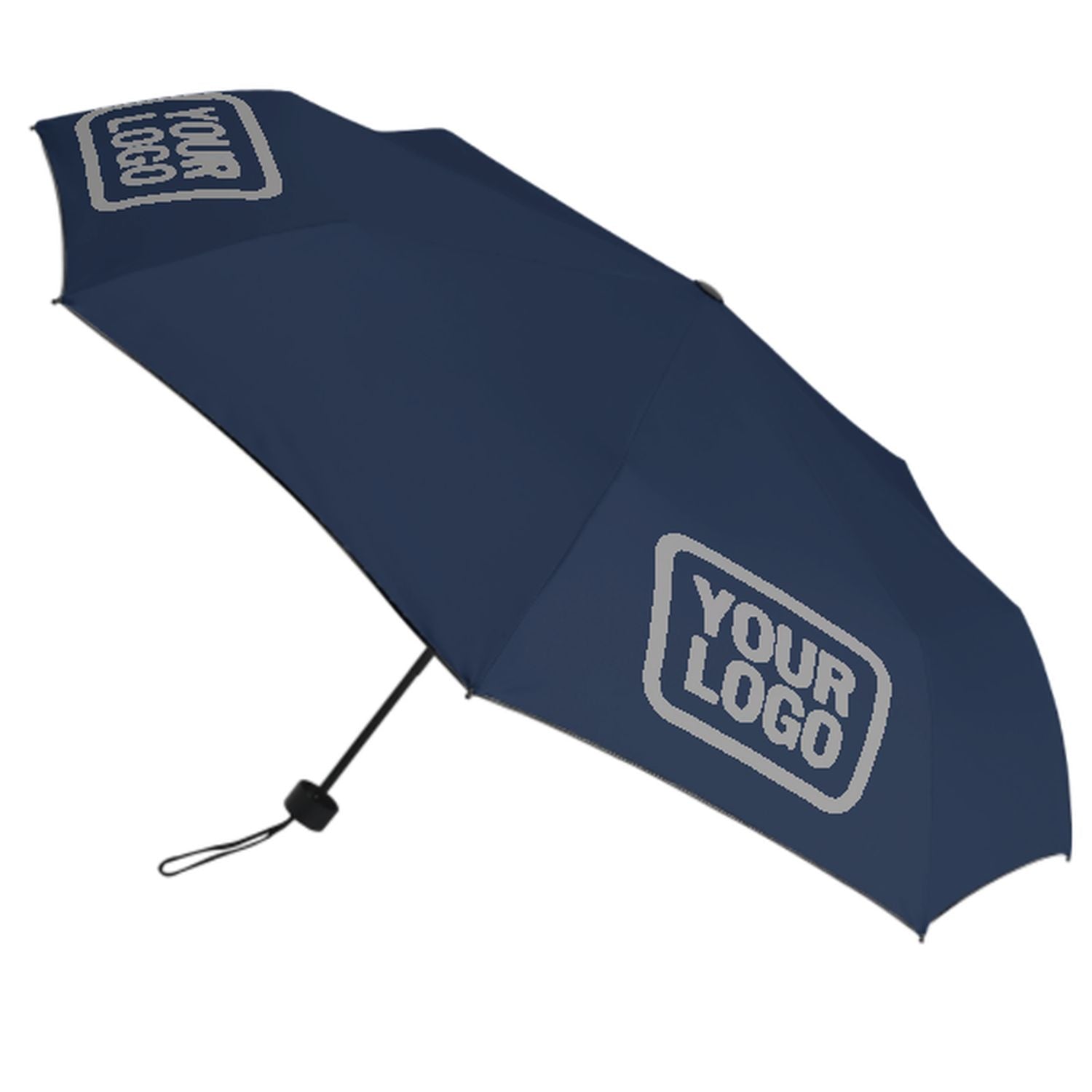 Maßgeschneidertes Marineblau Grau Automatik-Regenschirm