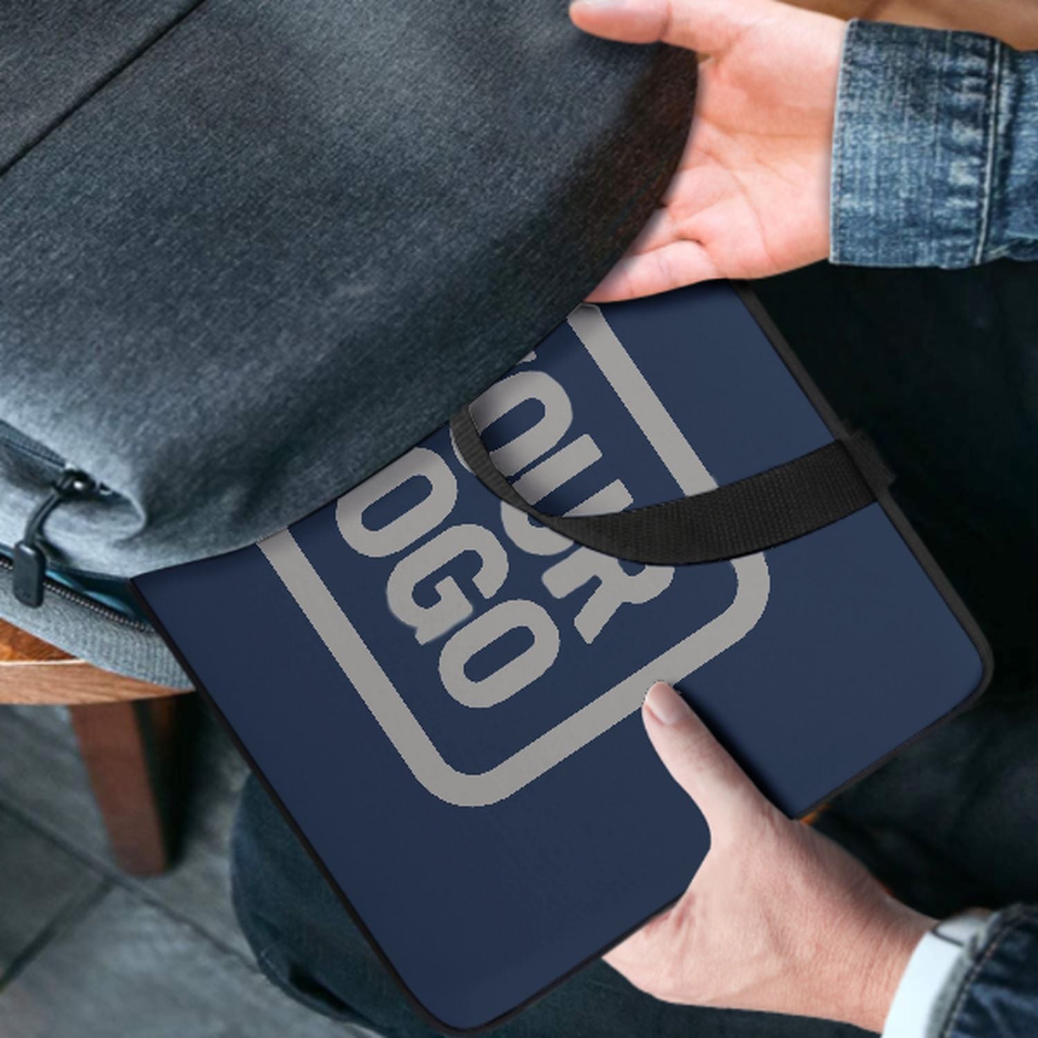 Maßgeschneidertes Marineblau Gray Laptop Tasche