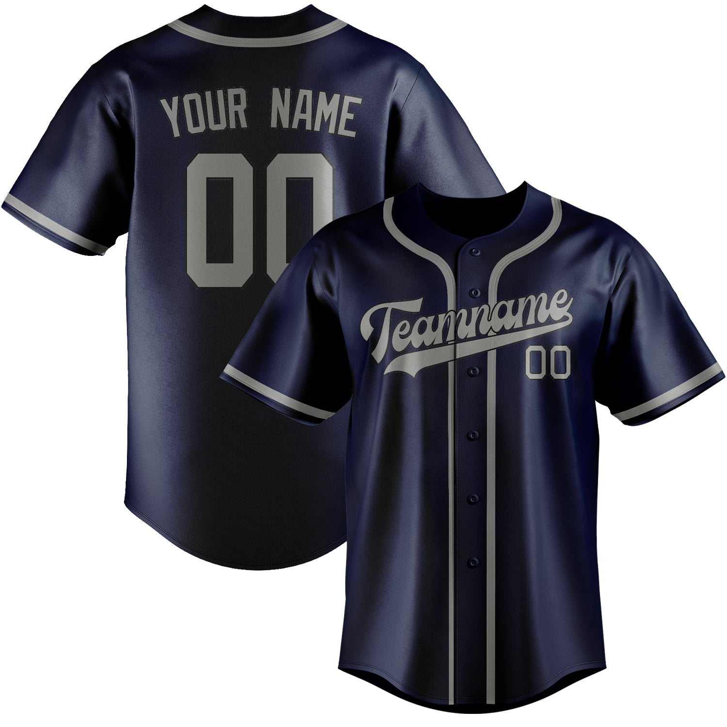 Benutzerdefiniertes Professionelles Marineblau Grau Baseballtrikot