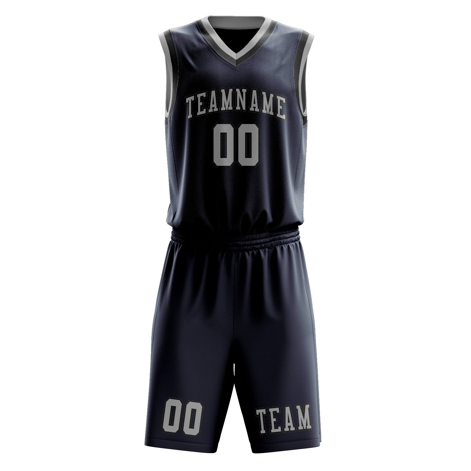 Benutzerdefiniertes Professionelles Marineblau Grau Basketballtrikot-Set