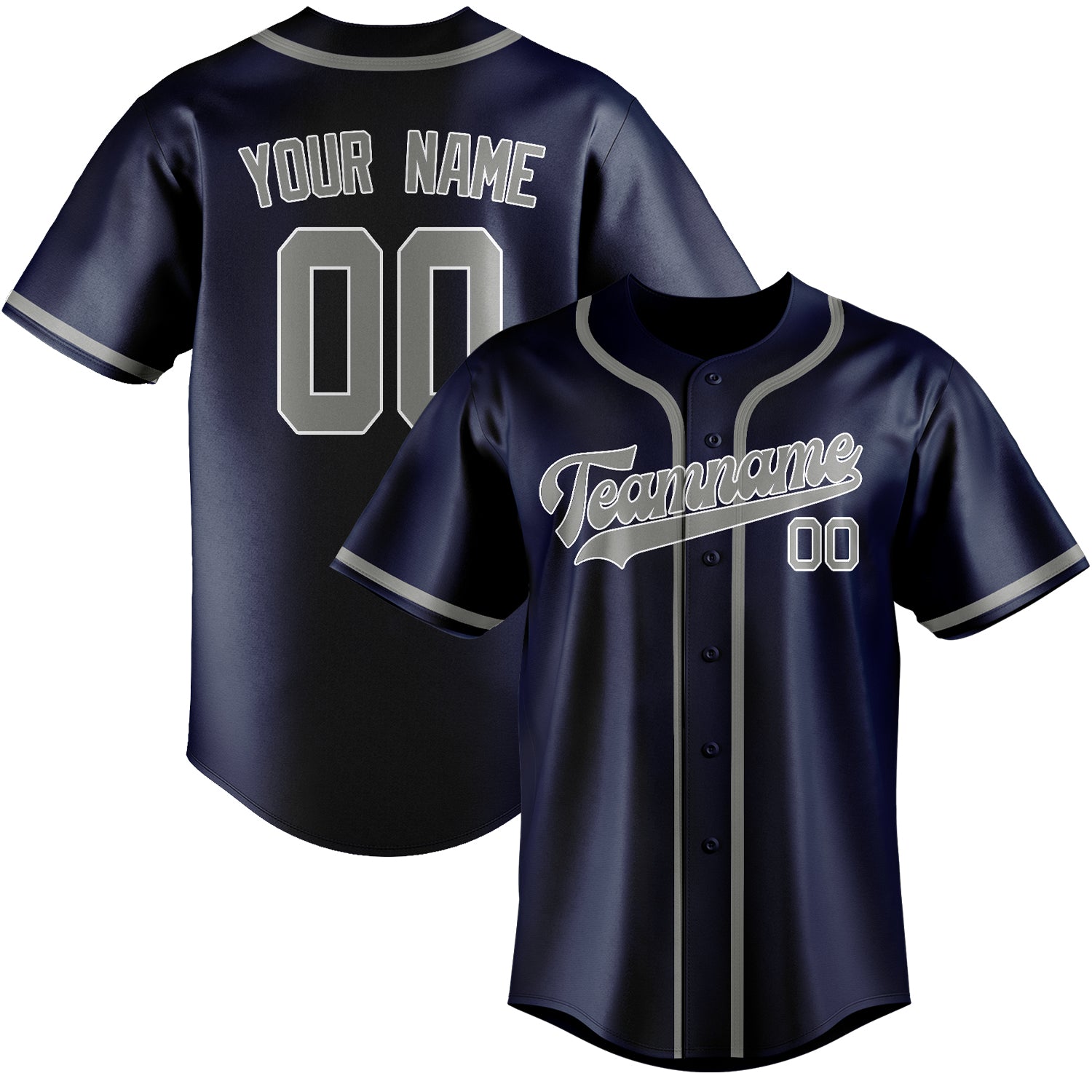 Benutzerdefiniertes Professionelles Marineblau Grau Baseballtrikot