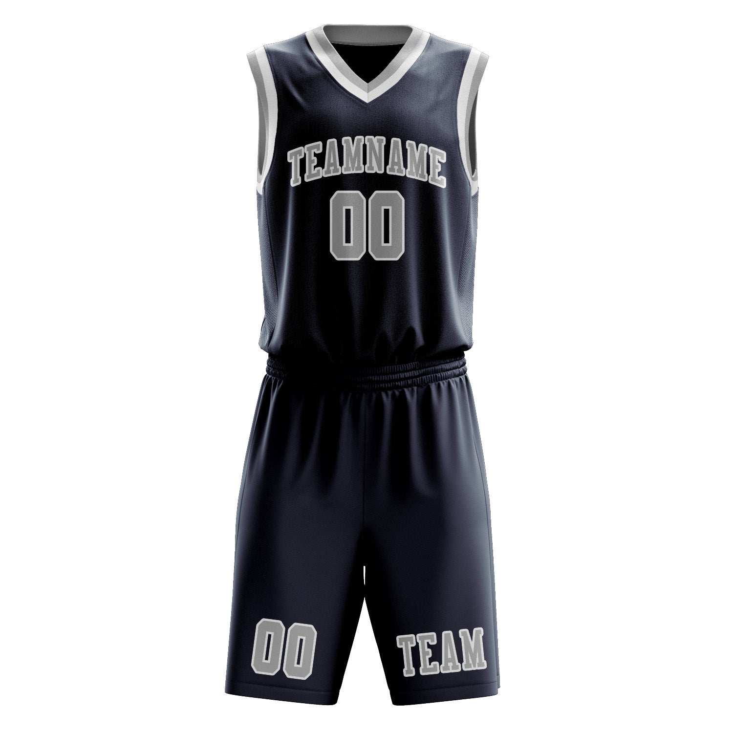 Benutzerdefiniertes Professionelles Marineblau Grau Basketballtrikot-Set