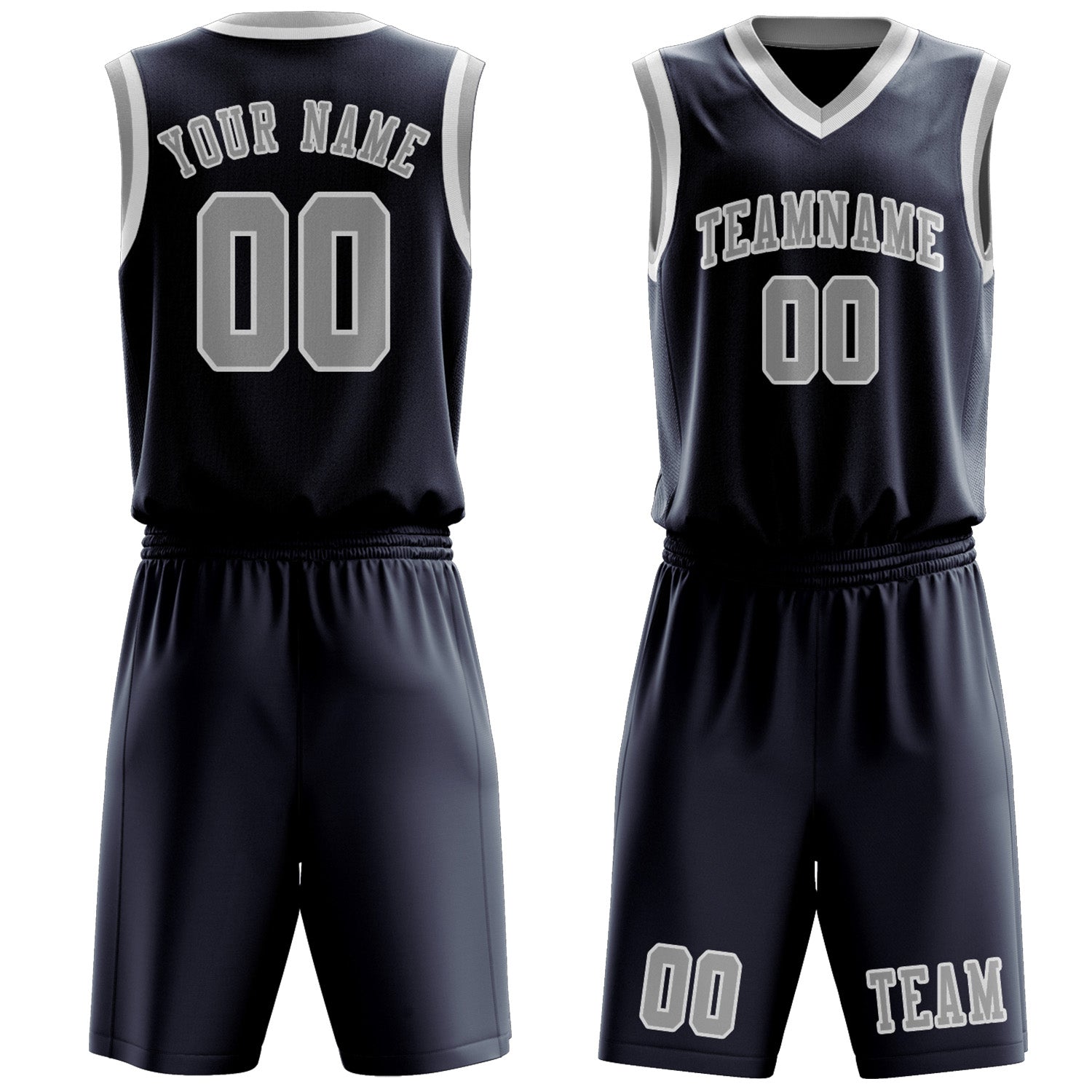 Benutzerdefiniertes Professionelles Marineblau Grau Basketballtrikot-Set