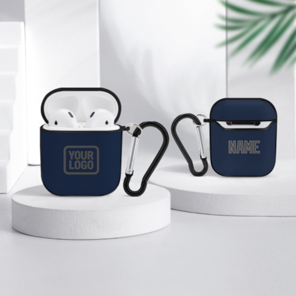 Maßgeschneidertes Marineblau Dunkelgrau AirPods-Hülle