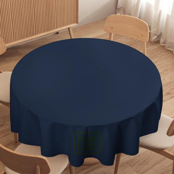 Maßgeschneidertes Marineblau Tannengrün Runde Tischdecke