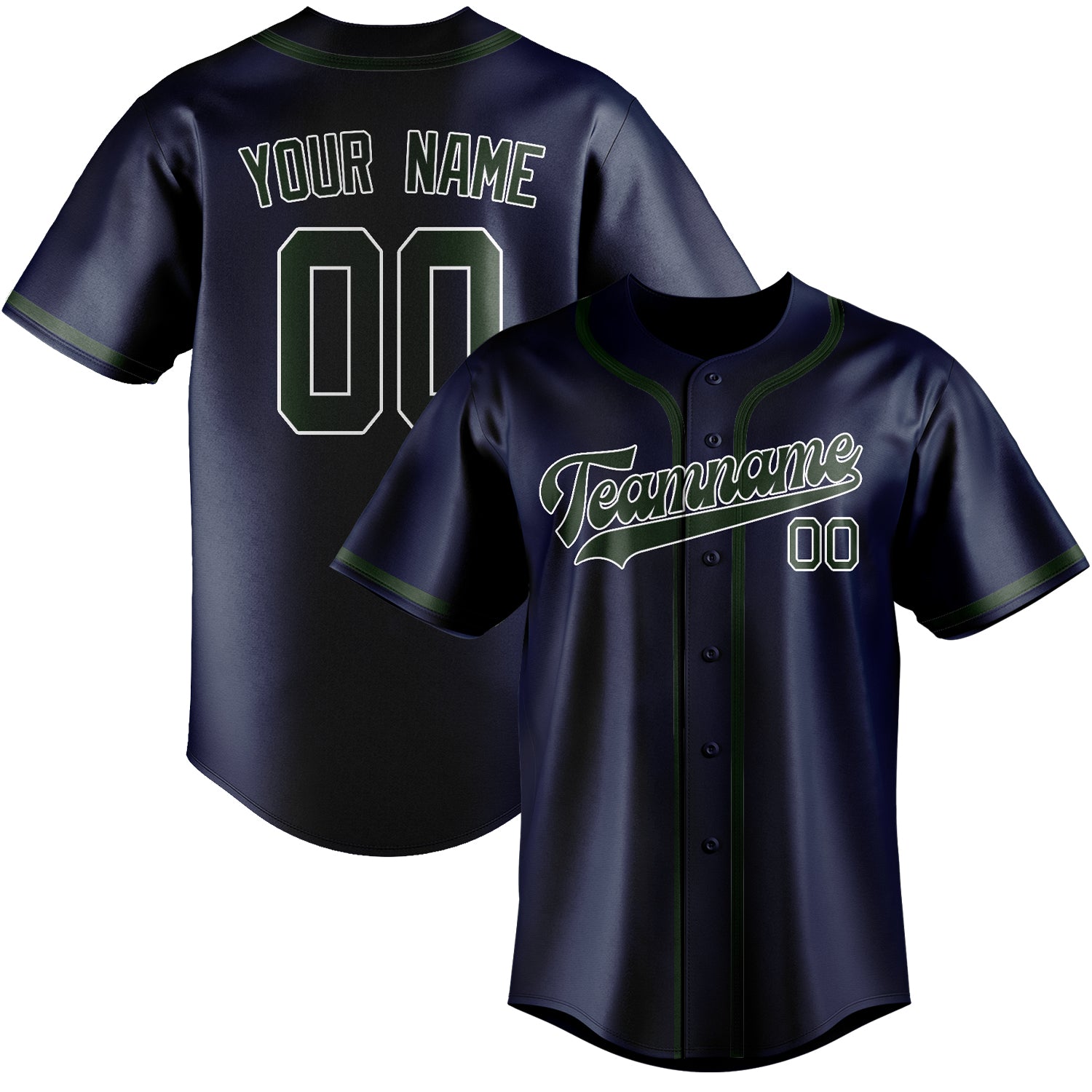 Benutzerdefiniertes Professionelles Marineblau Tannengrün Baseballtrikot